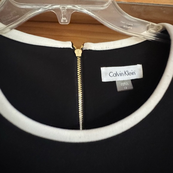 Calvin Klein Long Sleeve Black Dress with White Trim - Picture 7 of 10